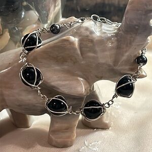 Twisted in Black wire wrap bracelet